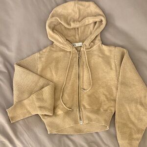 Zara Cropped Zip Hooded Sweater